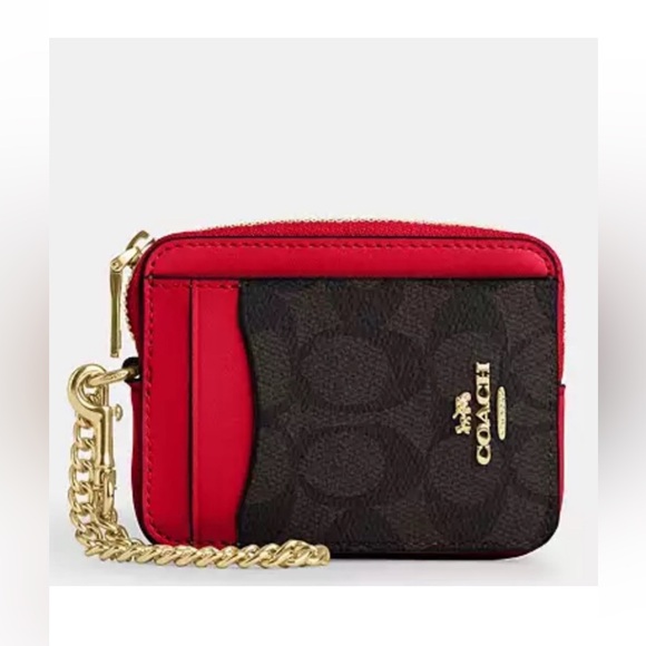 NWT Coach Zip Card Case In Signature Canvas - Picture 7 of 7